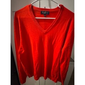 Brooks Brothers Saxon Wool V Neck Sweater Men's Red Large Long Sleeve